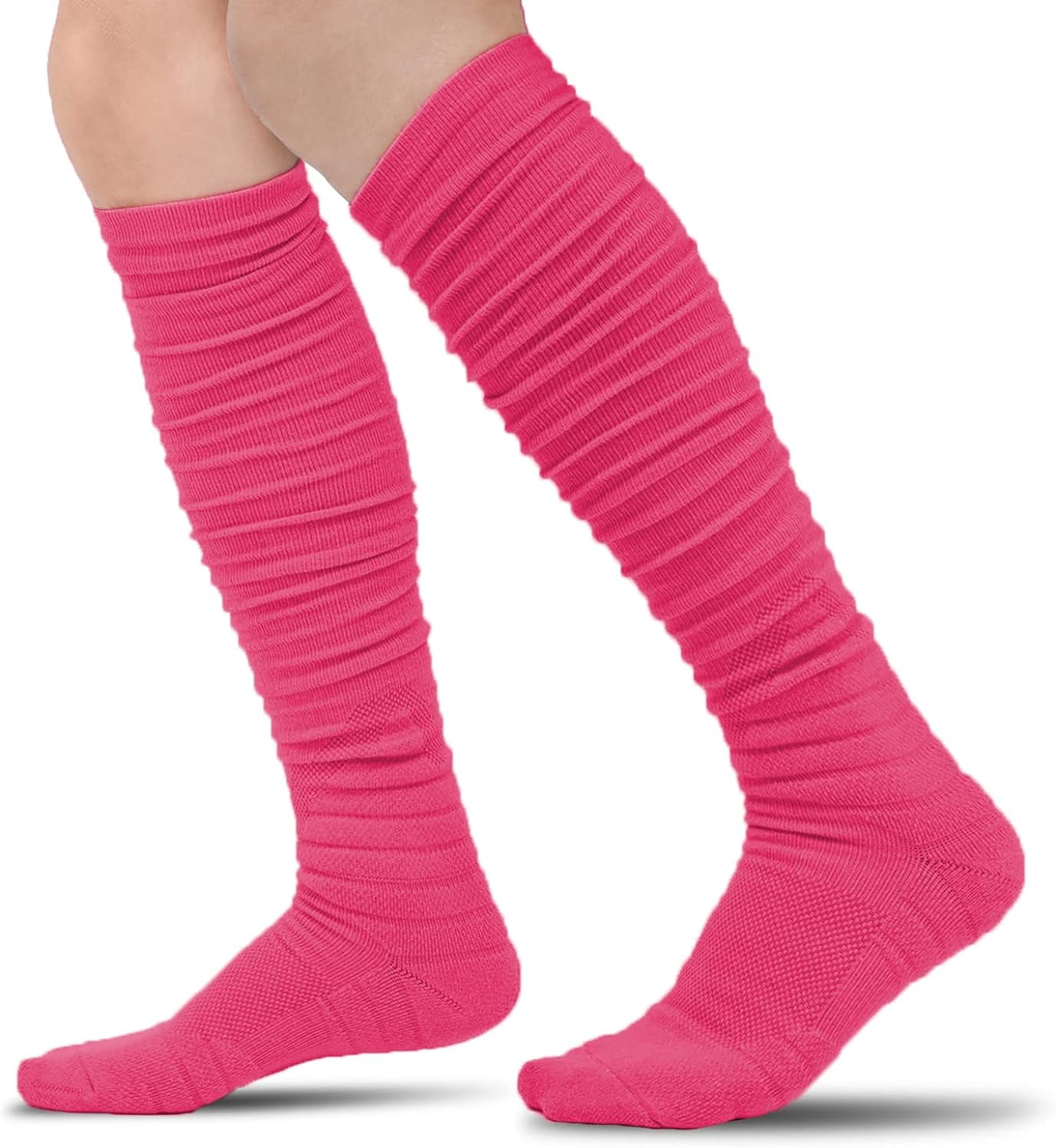Kiibsot Scrunch Football Socks Ultra Long 1 Pair/2 Pairs Combed Cotton With Ankle Support Padded Knee High Socks for Youth Adult