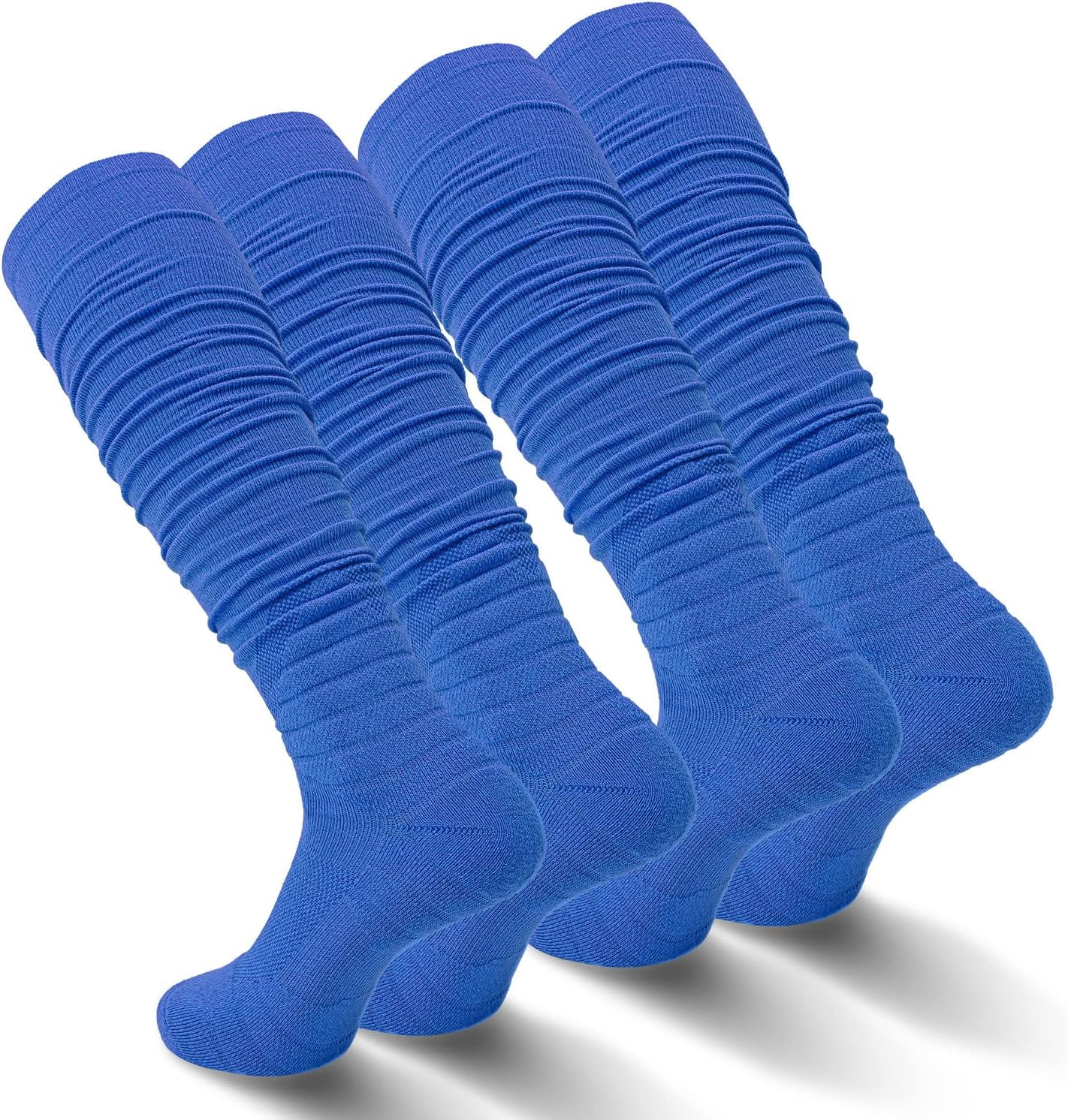 Kiibsot Scrunch Football Socks Ultra Long 1 Pair/2 Pairs Combed Cotton With Ankle Support Padded Knee High Socks for Youth Adult