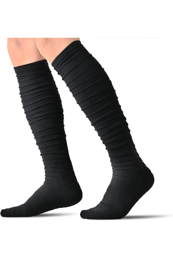 Scrunch Football Socks Ultra Long 1 Pair/2 Pairs Combed Cotton With Ankle Support Padded Knee High Socks for Youth Adult