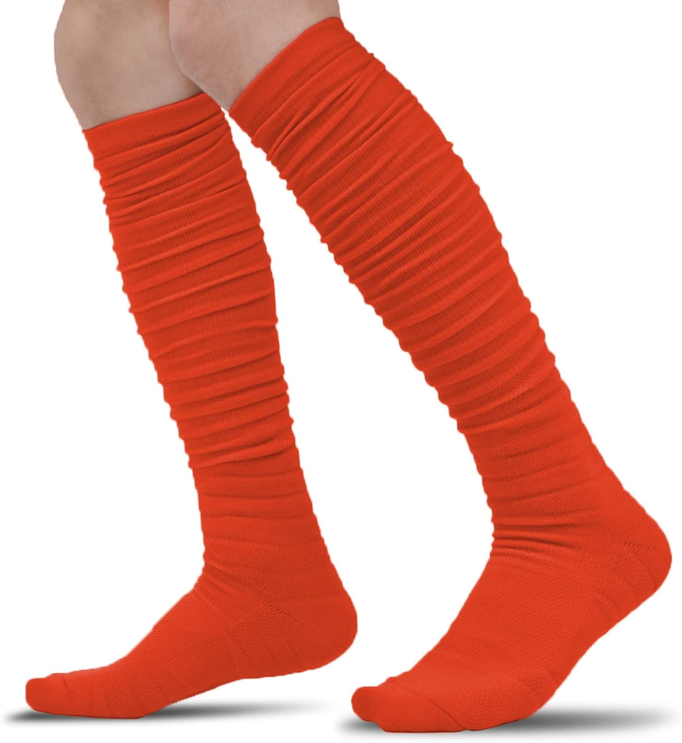 Kiibsot Scrunch Football Socks Ultra Long 1 Pair/2 Pairs Combed Cotton With Ankle Support Padded Knee High Socks for Youth Adult