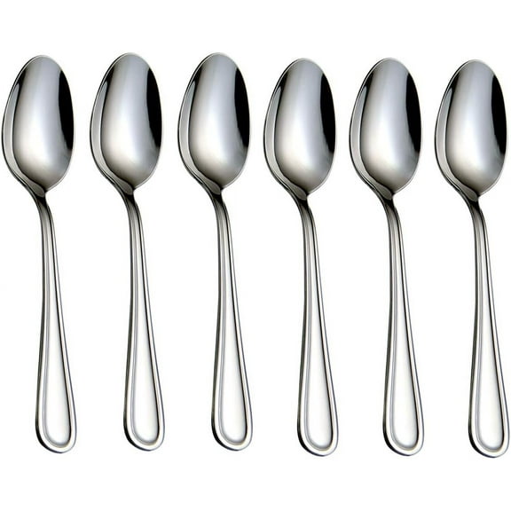 Kiibsot Stainless Steel Teaspoons Set, 6pcs/12pcs Dessert Spoons, 6.29 Inches for Home,Kitchen Restaurant, Silver