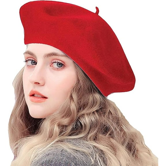 Kiibsot Women French Beret Hat Solid Artist Hat Wool Adult Beret Winter Warm Beanie Cap Fashion