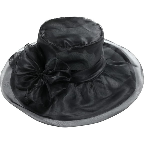 Kiibsot Women Girls Tea Party Hat Church Funeral Cocktail Easter British Organza Veil Dress Hat Cap