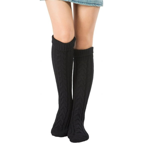 Kiibsot Women's Cable Knit Long Boot Stocking Socks Knee High Winter Leg Warmers