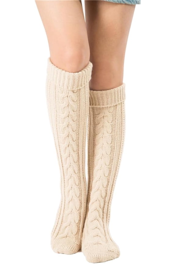Women's Cable Knit Long Boot Stocking Socks Knee High Winter Leg Warmers