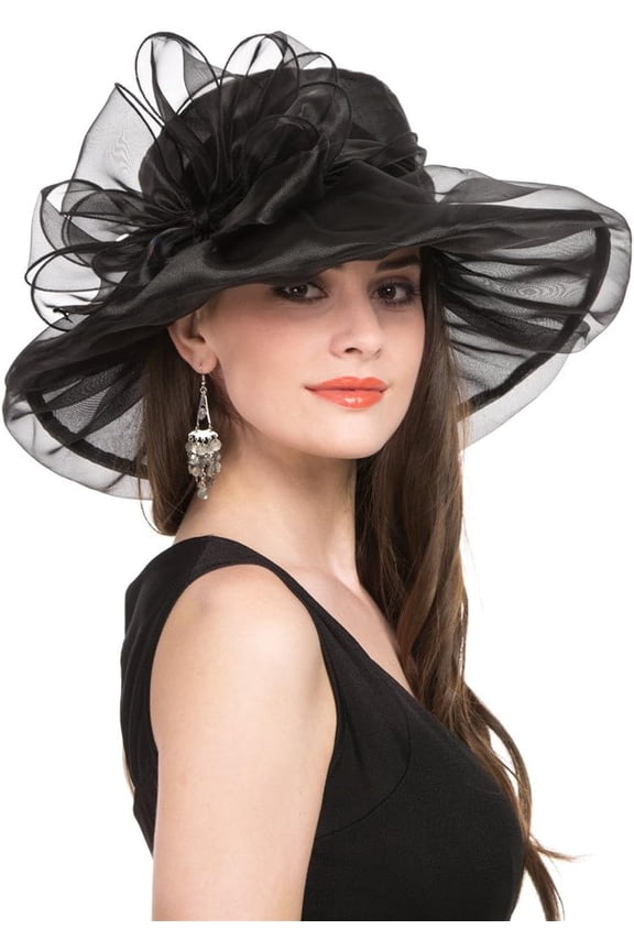 Organza Derby Church Hat for Women Bridal Wedding Tea Party Hat