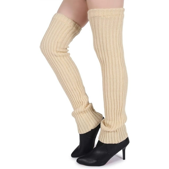 Kiibsot Women's Winter Over Knee High Footless Socks Knit Warm Long Leg Warmers