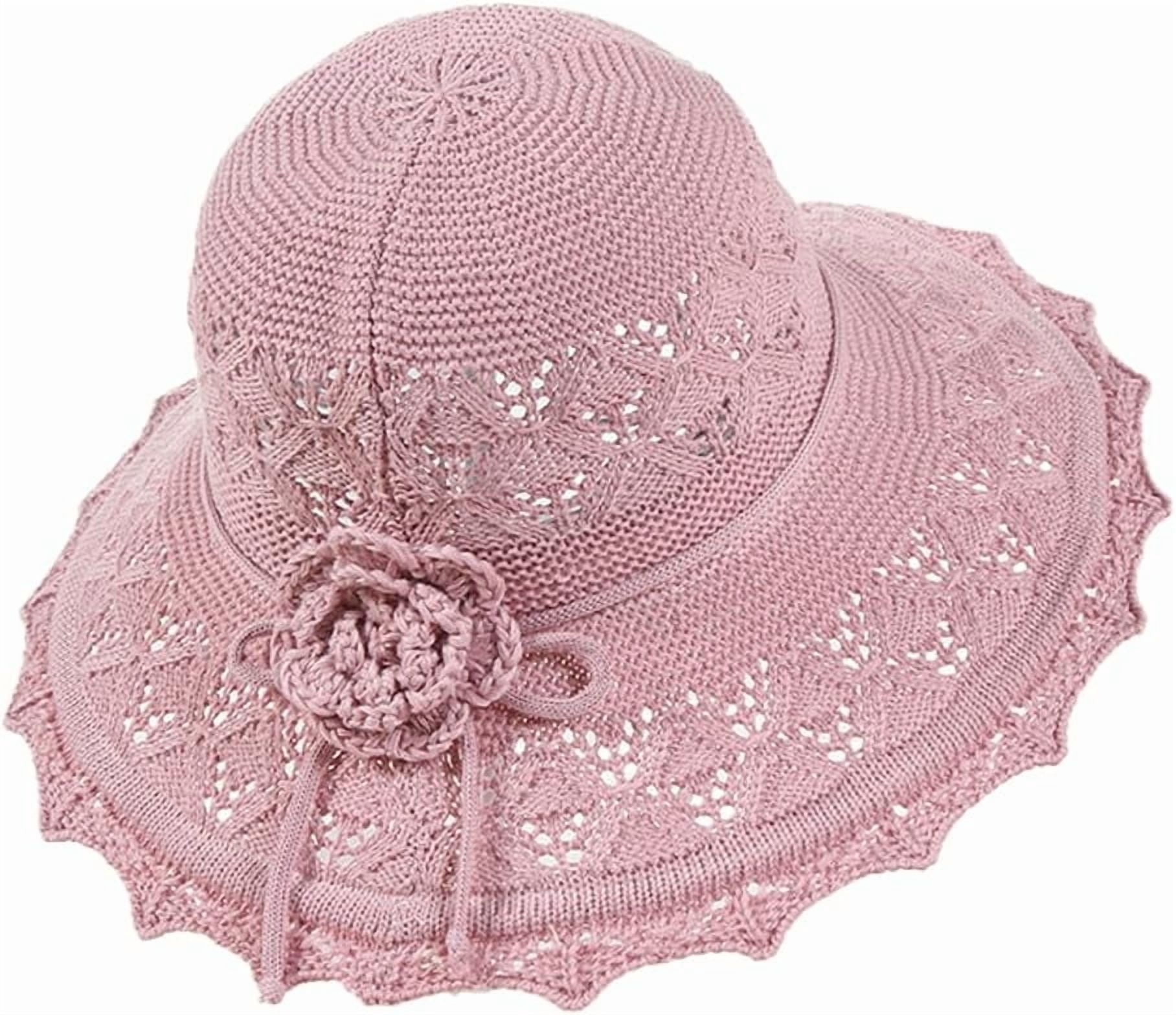 Summer Ruffle Hat Kiibsot Womens Ruffled Flowers Summer Beach Hat Wide Brim Knitted Sun ...
