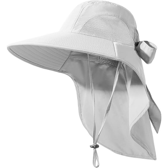 Kiibsot Womens Sun Hat UV Protection, Foldable Waterproof Wide Brim Bucket Hats with Neck Flap for Summer Beach Fishing Hiking