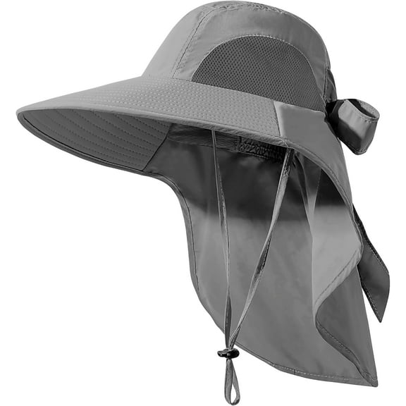 Kiibsot Womens Sun Hat UV Protection, Foldable Waterproof Wide Brim Bucket Hats with Neck Flap for Summer Beach Fishing Hiking