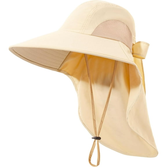 Kiibsot Womens Sun Hat UV Protection, Foldable Waterproof Wide Brim Bucket Hats with Neck Flap for Summer Beach Fishing Hiking
