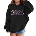 thumbnail image 1 of Kiijoy 2026 New Year Hoodie for Girls Letter Print Casual Hooded Sweatshirt Pullover Top, 1 of 4