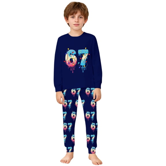 Kiijoy 6 7 Pajamas for Boys Cute Comfortable Long Sleeve Top Pants Sleepwear Set, Sizes 11-12