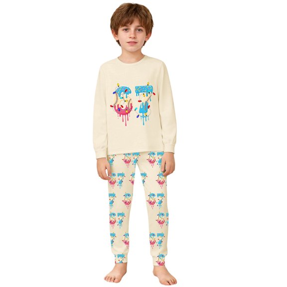 Kiijoy 6 7 Pajamas for Boys Cute Comfortable Long Sleeve Top Pants Sleepwear Set, Sizes 7-8