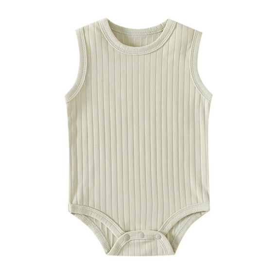 Kiijoy Baby Boy Girl Solid Ribbed Romper Sleeveless Bodysuit Jumpsuit, Sizes 0-24M