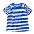 thumbnail image 1 of Kiijoy Baby Boy's Striped T Shirt Short Sleeved Round Neck T-Shirt Cotton Versatile Undershirt, 1 of 6