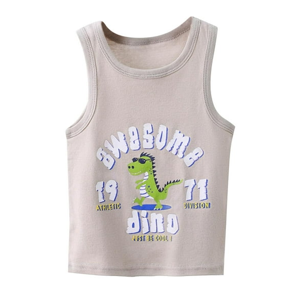 Kiijoy Baby Boys Cartoon Graphic Tank Top Crewneck Racerback Sleeveless Shirt, Sizes 1-13