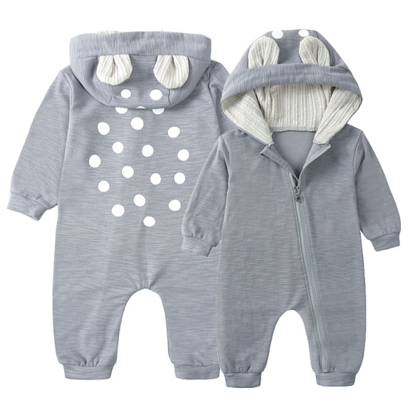 Kiijoy Baby Girl Boy Deer Jumpsuit Cute Cotton Knitted Hooded Romper, Size 0-18 Months