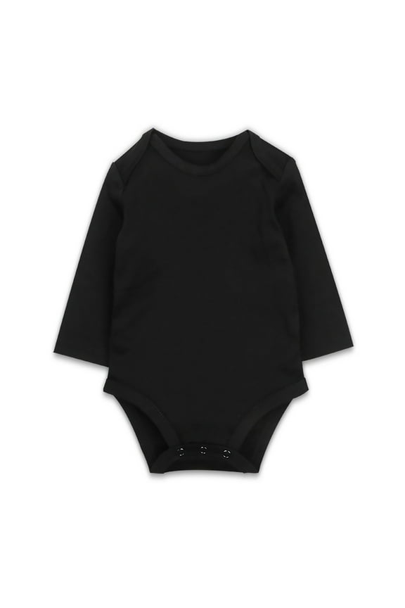 Baby Girl Boy Long Sleeve Bodysuit Solid Color Cotton Romper Onesies, Sizes 0-24M
