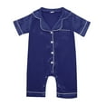 thumbnail image 1 of Kiijoy Baby Girl Boy Satin Pajama Romper Button Down Short Sleeve Jumpsuit, Sizes 0-24M, 1 of 6