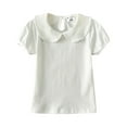 thumbnail image 1 of Kiijoy Baby Girl's Casual T Shirt Short Sleeve Peter Pan Collar Solid T-Shirt for 0 To 6 Years, 1 of 6