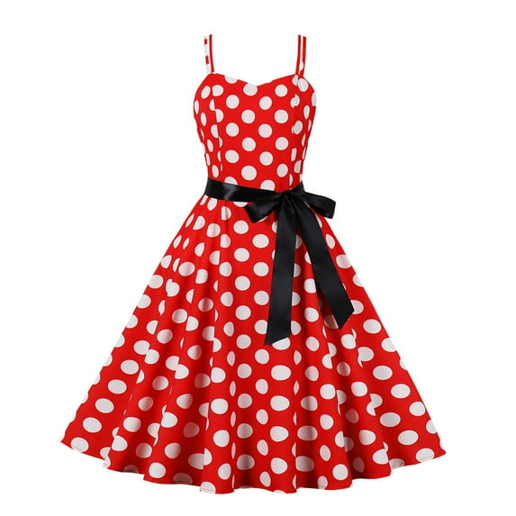 Kiijoy Baby Girls Polka Dots Dress Vintage Spaghetti Strap A-Line Dress, Sizes 2-3