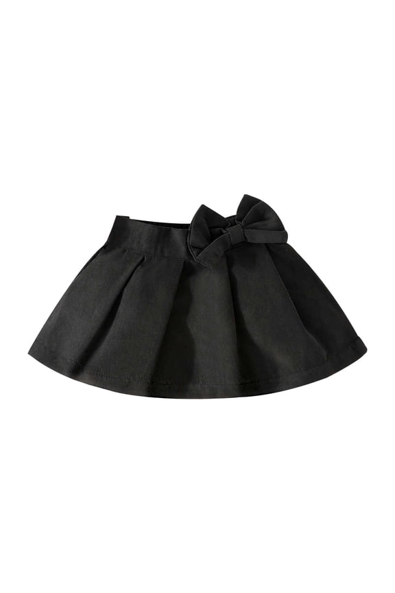 Baby Girls Summer Bow Pleated Skirt Casual Solid Color A Line Skirt, Sizes 2-3
