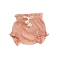 thumbnail image 1 of Kiijoy Baby Knit Ruffle Shorts Soft Drawstring High Waist Bloomers Shorts, Sizes 3-6 Months, 1 of 2