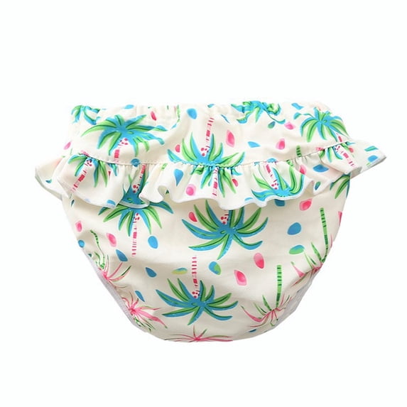 Kiijoy Baby Reusable Swimming Diaper Cartoon Ruffle Swim Trunks Swimwear