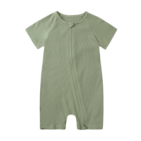 Kiijoy Baby Toddler Girls Boys Romper Zipper Short Sleeve Sleeper Jumpsuit, Sizes 3M-3T