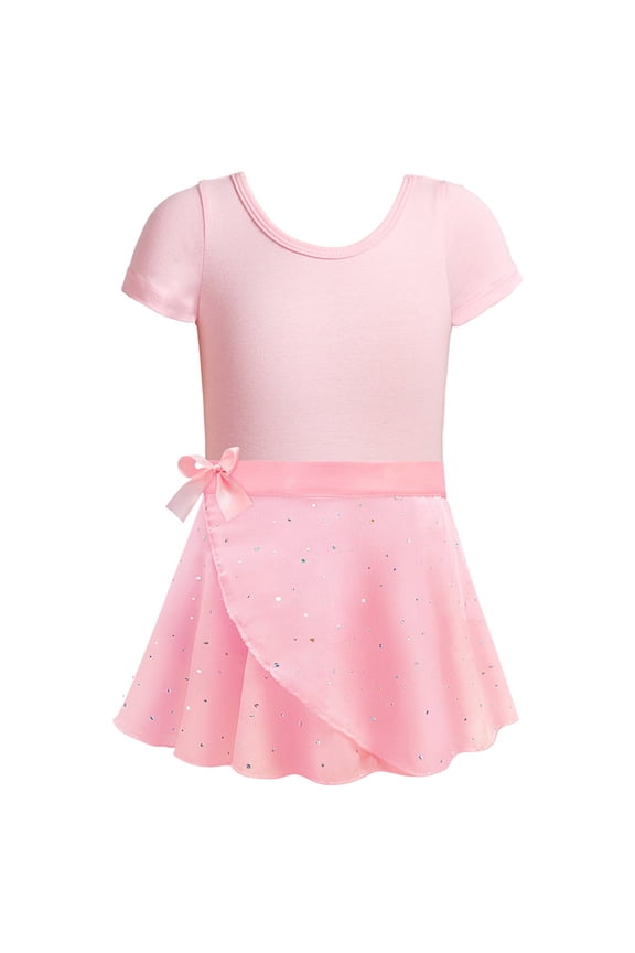 Ballet Leotards for Girls with Removable Skirt Short Sleeve Ballet Dance Dress Set