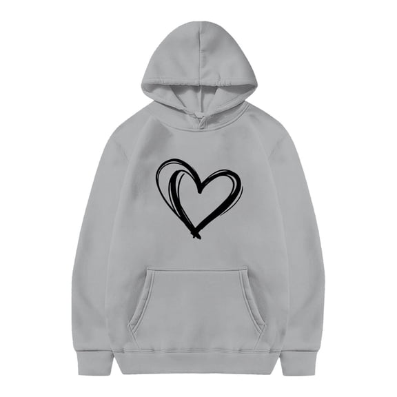 Kiijoy Big Boy Hoodie Heart Print Casual Hooded Sweatshirt Unisex Kids Active Pullover