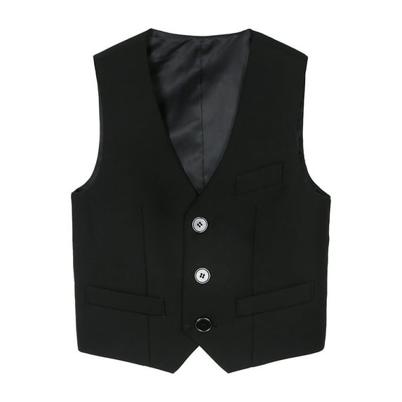 Kiijoy Big Boy's Formal Suit Vest Solid Color Waistcoat Party Dress Tuxedo, Sizes 2-16