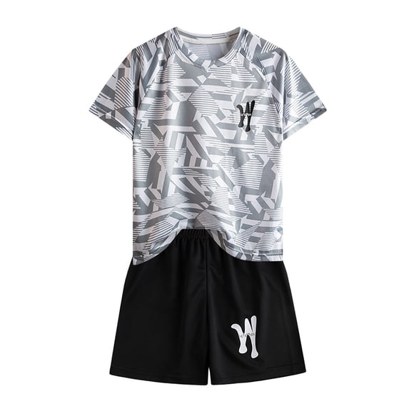 Kiijoy Big Boys Athletic Outfits Quick Drying Short Sleeve Tee Shorts Set, Sizes 7-8
