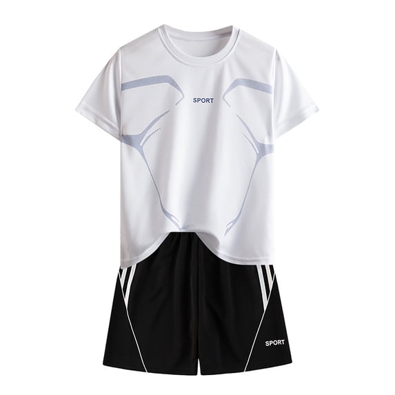 Kiijoy Big Boys Athletic Outfits Quick Drying Short Sleeve Tee Shorts Set, Sizes 7-8