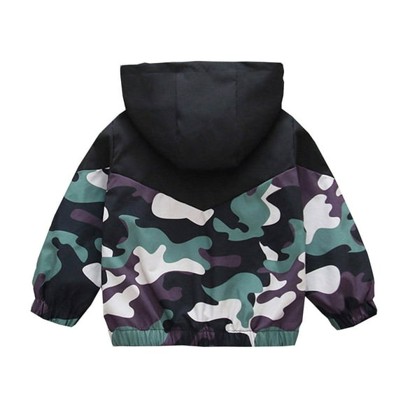 Kiijoy Big Boys Camo Hooded Jacket Casual Loose Fit Outerwear Windbreaker, Sizes 7-8