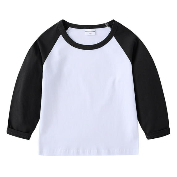 Kiijoy Big Boys Casual Cotton T-Shirt Color Block Long Sleeve T Shirt Top, Sizes 7-8