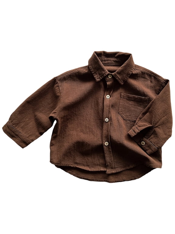 Big Boys Cotton Long Sleeve Shirt Solid Casual Button Down Shirt, Sizes 7-8