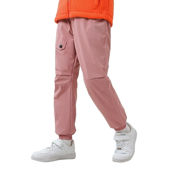 Kiijoy Big Boys Warm Hiking Pants Waterproof Joggers Pants Trousers, Sizes 7-8