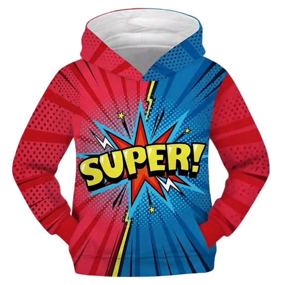 Kiijoy Big Boys Hoodie Graphic Print Pullover Casual Hooded Sweatshirt, Sizes 11-12