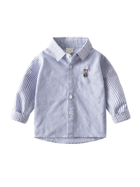 Big Boys Long Sleeve Button-Down Shirt Fall Kids Casual Shirt, Sizes 8-9