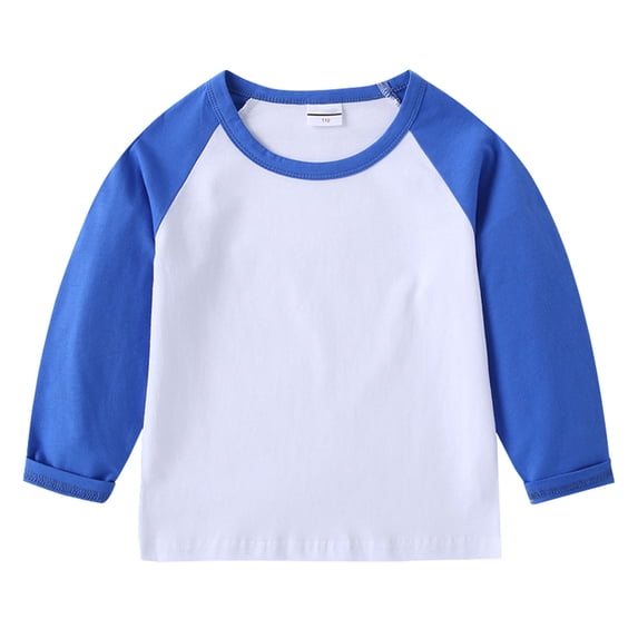 Kiijoy Big Boys Long Sleeve T Shirt Cotton Soft Color Block T-Shirt Top, Sizes 7-8