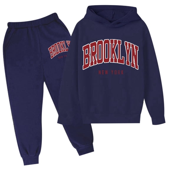 Kiijoy Big Boys Outfits Letter Print Hoodie Sweatpants Sweatsuit, Sizes 7-8