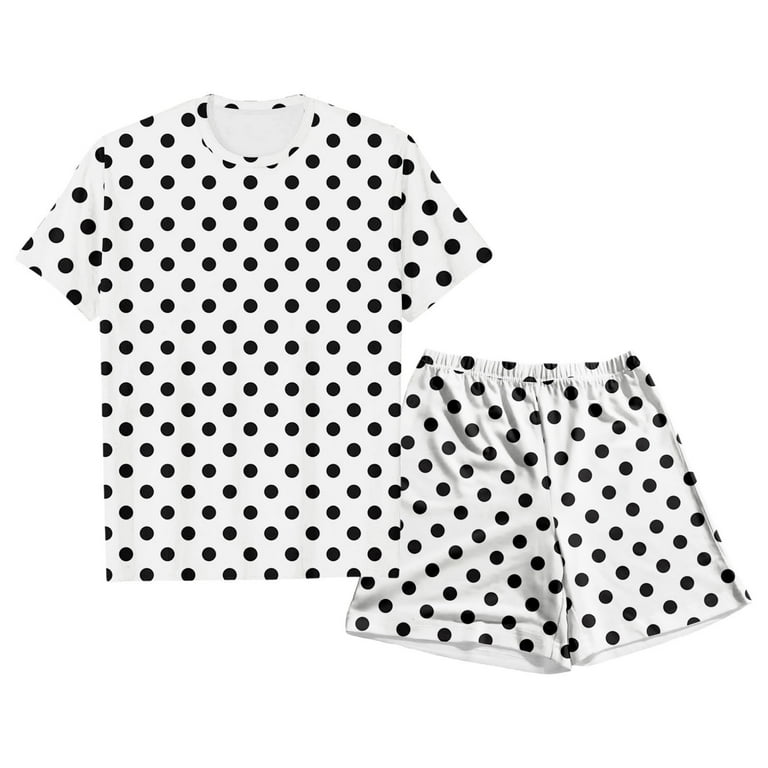 Kiijoy Big Boys Pajamas Polka Dots Short Sleeve T-Shirt Shorts