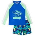 thumbnail image 1 of Kiijoy Big Boys Quick Dry Dinosaur Long Sleeve Rash Guard Swimsuit Swimwear, 2-Piece, 1 of 5