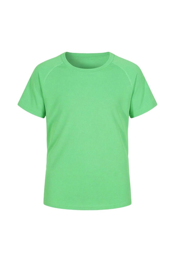 Big Boys Quick Dry Sports Tee Casual Short Sleeve Solid Plain T Shirt, Sizes 9-10