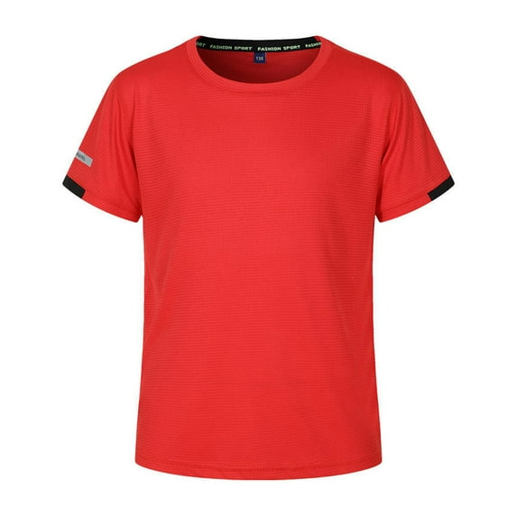Kiijoy Big Boys Quick Drying T-Shirt Short Sleeve Plain Unisex T Shirt,Red