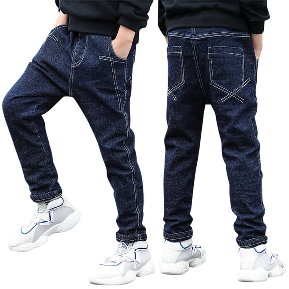 Kiijoy Big Boys Regular Straight Fit Jeans Casual Stretch Denim Pants, Sizes 7-8