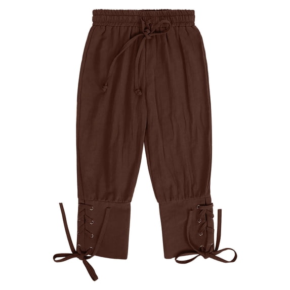 Kiijoy Big Boys Retro Pants Medieval Lace Up Trousers Solid Color Breeches, Sizes 8-10
