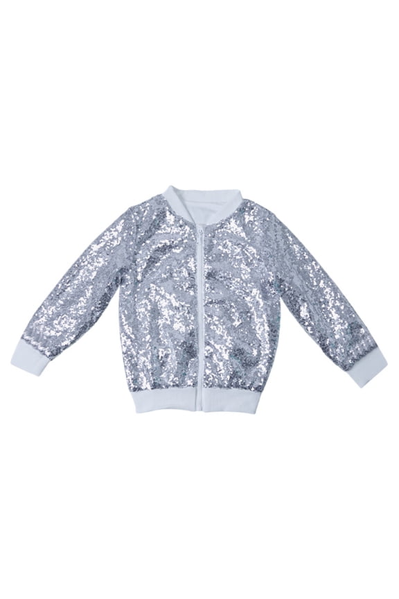 Big Boys Shiny Sequins Jacket Kids Glitter Zip-Up Bomber Jacket, Sizes 7-8